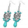 Boucles d'oreilles vintages 35 - Fleurs avec gems turquoises