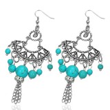 Boucles d'oreilles vintages 37 - Plaque avec triangles gems turquoises