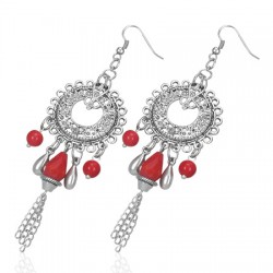 Boucles d'oreilles vintages 41 - Cercle deluxe avec gems rouges