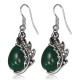 Boucles d'oreilles vintages 42 - Feuille avec gem ovale vert