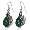 Boucles d'oreilles vintages 42 - Feuille avec gem ovale vert