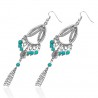 Boucles d'oreilles vintages 49 - Breloques turquoises et fleur