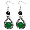 Boucles d'oreilles vintages 51 - Goutte vrillée gem rond vert