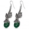 Boucles d'oreilles vintages 53 - Plante avec gem vert