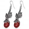 Boucles d'oreilles vintages 54 - Plante avec gem rouge
