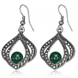 Boucles d'oreilles vintages 56 - Pendentif graine deluxe gem vert