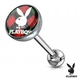 Piercing langue logo 44 - Playboy carrés verts noirs et rouges