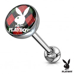 Piercing langue logo 44 - Playboy carrés verts noirs et rouges