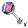 Piercing langue logo 48 - Playboy rouge sur bleu