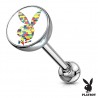 Piercing langue logo 59 - Playboy lapin multicolore
