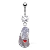 Piercing nombril tongue 02 - grise coeur rouge