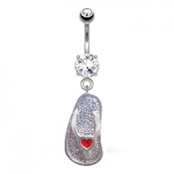 Piercing nombril tongue 02 - grise coeur rouge