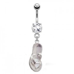 Piercing nombril tongue 03 - Grise coeur transparent