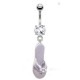Piercing nombril tongue 04 - Grise strass transparent