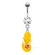 Piercing nombril tongue 09 - Jaune fleur rouge