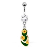 Piercing nombril tongue 10 - Verte trois fleurs