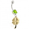 Piercing nombril porte bonheur 04 - Trèfle gold-ip jaune