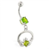 Piercing nombril porte bonheur 05 - Claddagh avec coeur