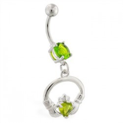 Piercing nombril porte bonheur 05 - Claddagh avec coeur