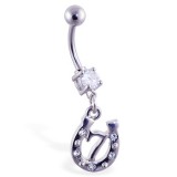 Piercing nombril porte bonheur 10 - Fer à cheval avec 7 et strass