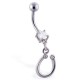 Piercing nombril porte bonheur 13 - Fer à cheval gris deux strass