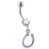 Piercing nombril porte bonheur 13 - Fer à cheval gris deux strass