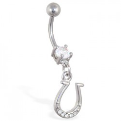 Piercing nombril porte bonheur 14 - Fer à cheval multistrass