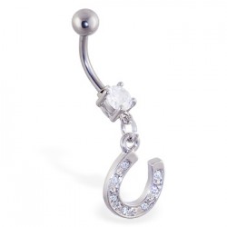 Piercing nombril porte bonheur 28 - Fer à cheval strass