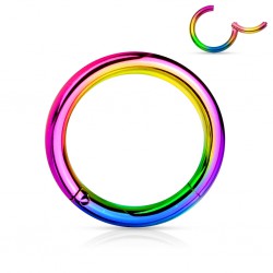 Anneau brisé plaqué titane rainbow avec un bord attaché
