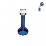 Piercing micro-labret 16 - PVD bleu cristal transparent