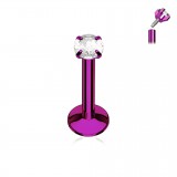 Piercing micro-labret 16 - PVD lilas cristal transparent