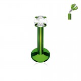 Piercing micro-labret 16 - PVD vert cristal transparent