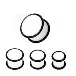 Plug acrylique unicolore blanc o-ring (ACRY06)