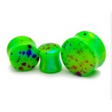 Plug acrylique courbe luisant tacheté vert-pomme (ACRY83)