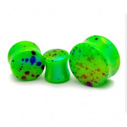 Plug acrylique courbe luisant tacheté vert-pomme (ACRY83)