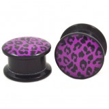 Plug dévissable acrylique black léopard lilas (ACRY28)