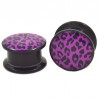 Plug dévissable acrylique black léopard lilas (ACRY28)