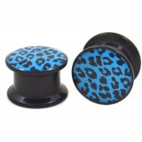 Plug dévissable acrylique black léopard bleu (ACRY28)