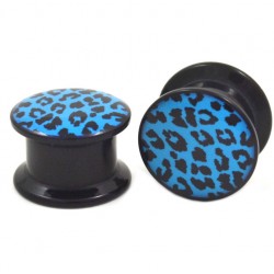 Plug dévissable acrylique black léopard bleu (ACRY28)