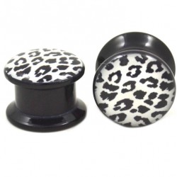 Plug dévissable acrylique black léopard blanc (ACRY28)