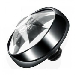 Embout microdermal noir strass plat transparent