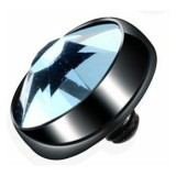 Embout microdermal noir strass plat bleu-clair
