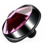 Embout microdermal noir strass plat rose