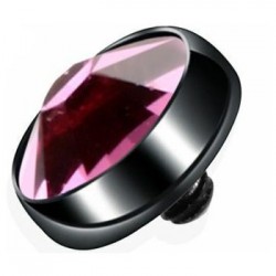 Embout microdermal noir strass plat rose
