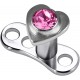 Embout microdermal coeur strass rose