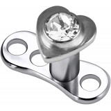 Embout microdermal coeur strass transparent