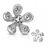 Embout microdermal fleur et zircones gris (D01)
