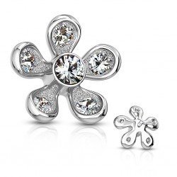 Embout microdermal fleur et zircones gris (D01)
