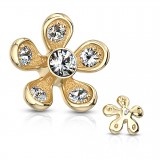 Embout microdermal fleur et zircones jaune (D01)