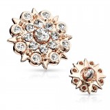 Embout microdermal fleur multiples zircones rose (D02)
